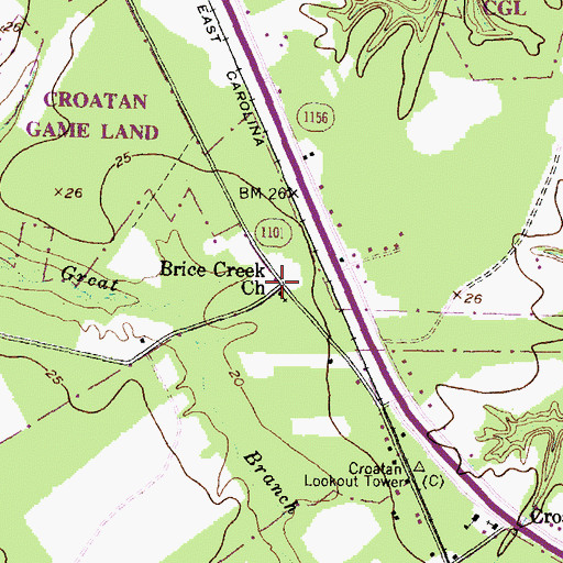 Topographic Map of Brice Creek Church, NC