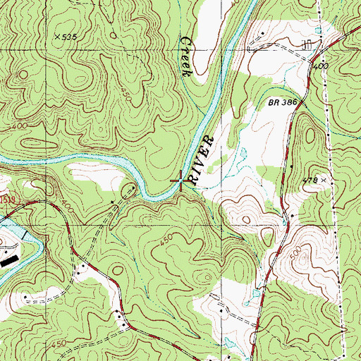 Topographic Map of Bridgers Creek, NC