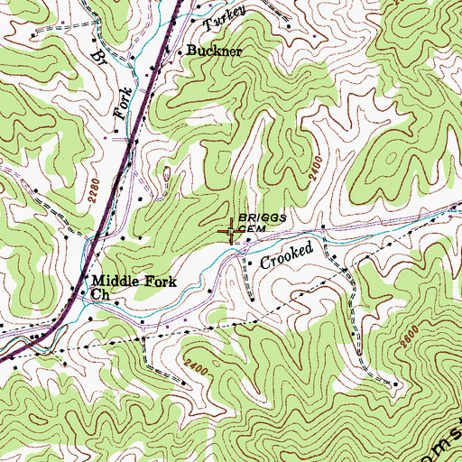 Topographic Map of Briggs Cemetery, NC