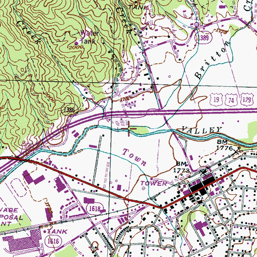 Topographic Map of Britton Creek, NC