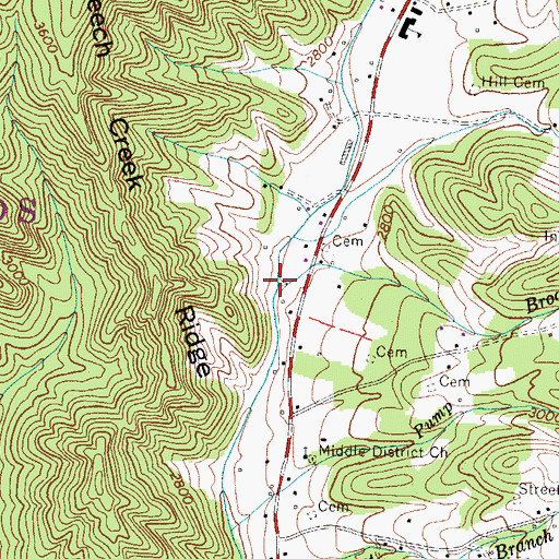 Topographic Map of Broad Branch, NC
