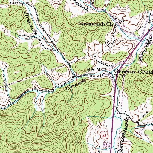Topographic Map of Brook Branch, NC