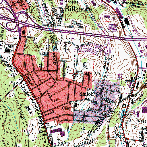 Topographic Map of Brooklyn Church, NC