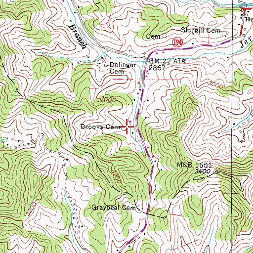Topographic Map of Brooks Cemetery, NC