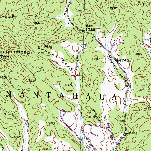 Topographic Map of Brooks Cove, NC