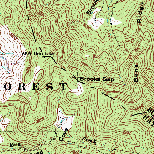 Topographic Map of Brooks Gap, NC
