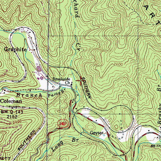 Topographic Map of Brookside Church, NC