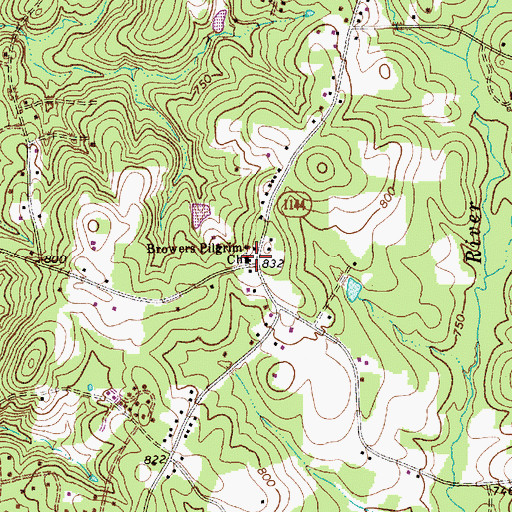 Topographic Map of Browers Pilgrim Church, NC