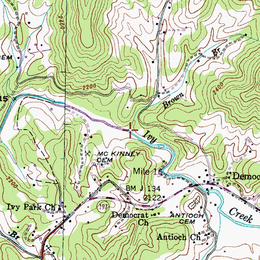 Topographic Map of Brown Branch, NC
