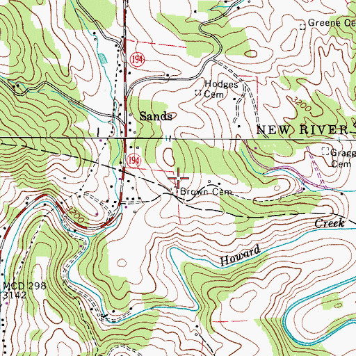 Topographic Map of Brown Cemetery, NC