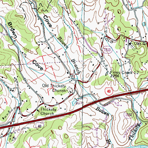 Topographic Map of Brown Cove, NC