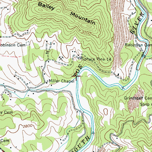 Topographic Map of Brown Creek, NC