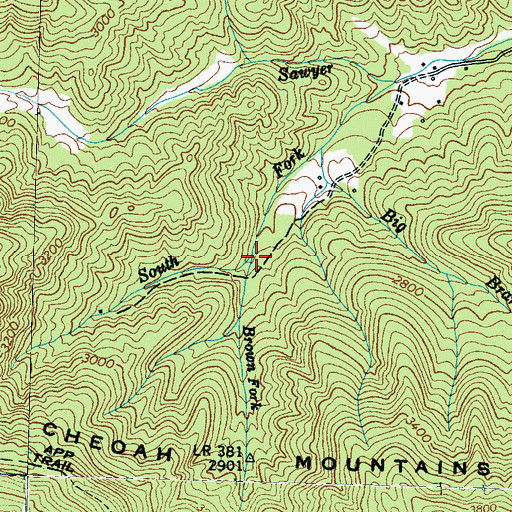 Topographic Map of Brown Fork, NC