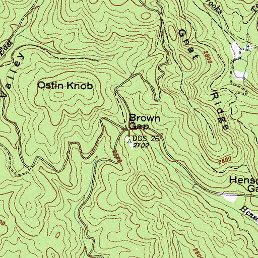 Topographic Map of Brown Gap, NC