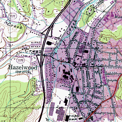 Topographic Map of Browning Branch, NC