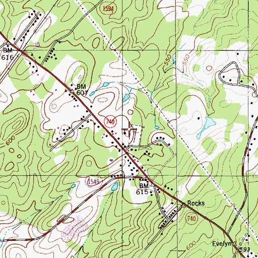 Topographic Map of Browns Chapel, NC