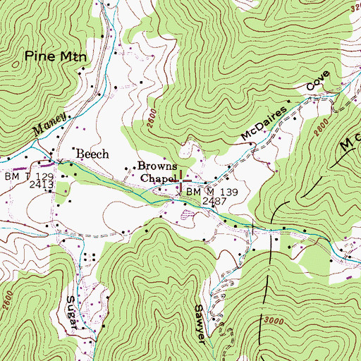 Topographic Map of Browns Chapel, NC