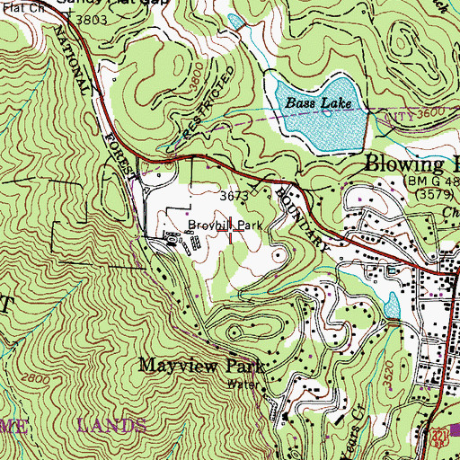 Topographic Map of Broyhill Park, NC