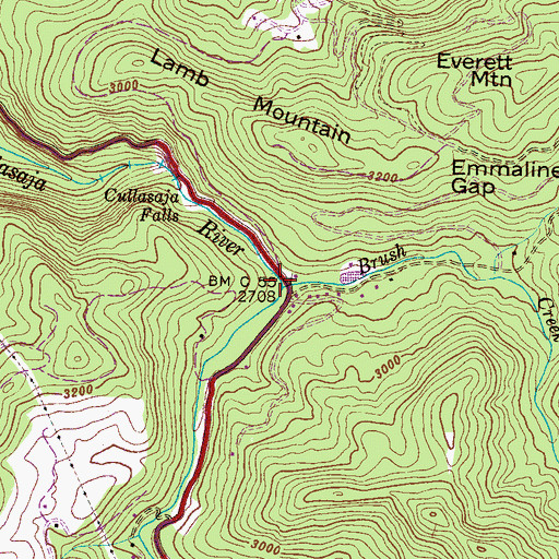 Topographic Map of Brush Creek, NC