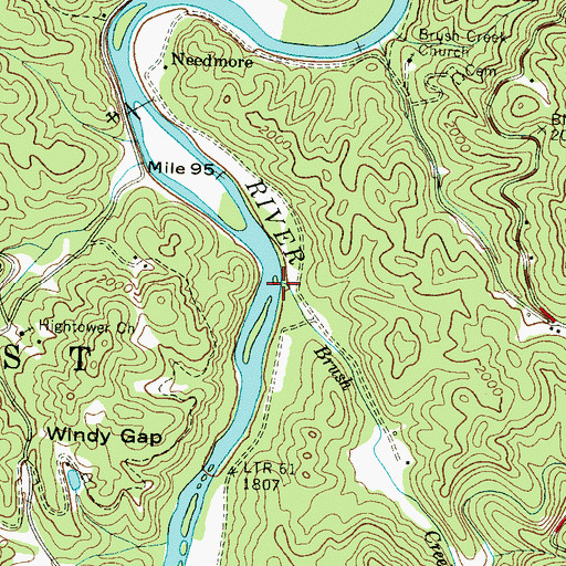Topographic Map of Brush Creek, NC