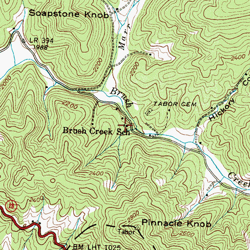 Topographic Map of Brush Creek School, NC