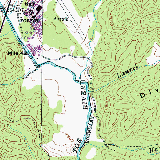 Topographic Map of Brushy Creek, NC