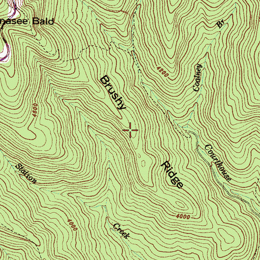 Topographic Map of Brushy Ridge, NC