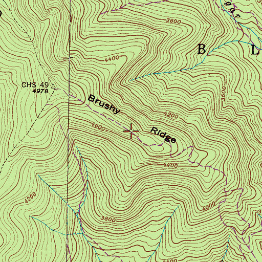 Topographic Map of Brushy Ridge, NC