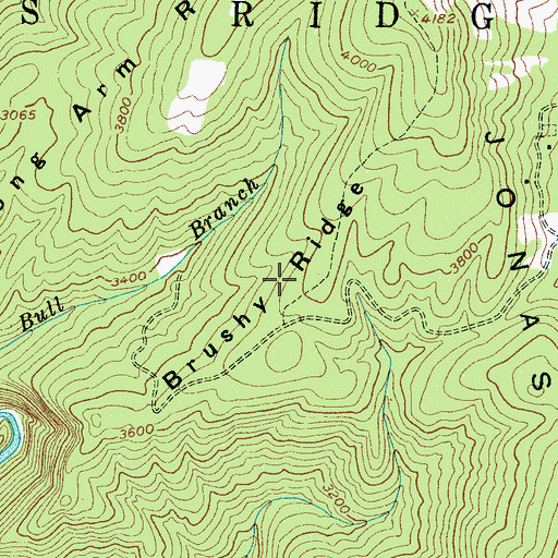 Topographic Map of Brushy Ridge, NC