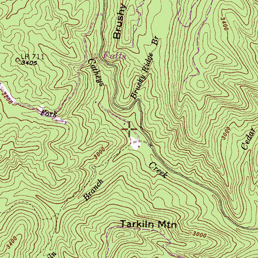 Topographic Map of Brushy Ridge Branch, NC