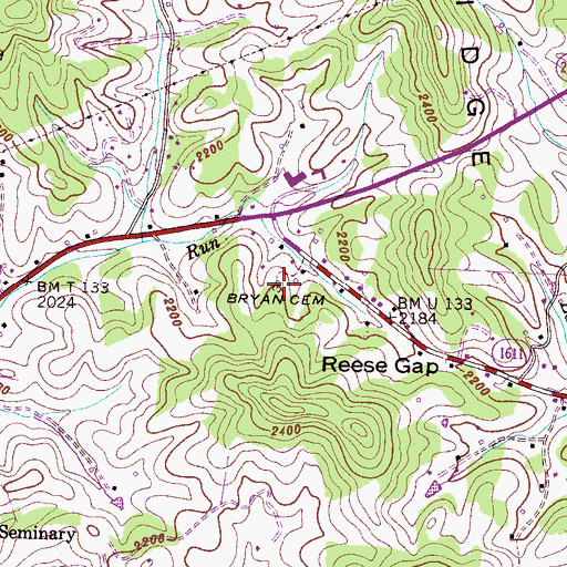 Topographic Map of Bryan Cemetery, NC