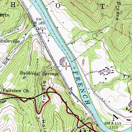 Topographic Map of Bubbling Springs, NC