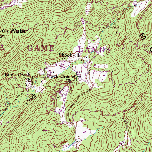 Topographic Map of Buck Creek Church, NC