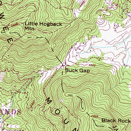 Topographic Map of Buck Gap, NC