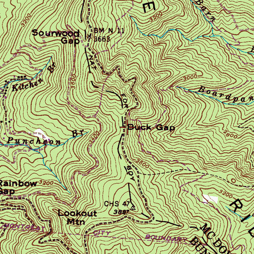 Topographic Map of Buck Gap, NC