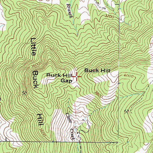 Topographic Map of Buck Hill Gap, NC