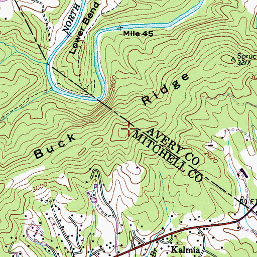 Topographic Map of Buck Ridge, NC