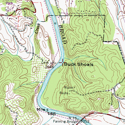 Topographic Map of Buck Shoals, NC