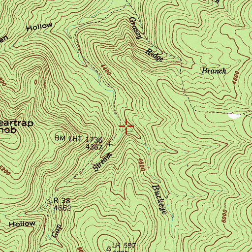 Topographic Map of Buckeye Creek, NC