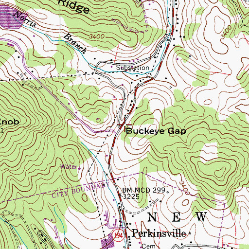 Topographic Map of Buckeye Gap, NC