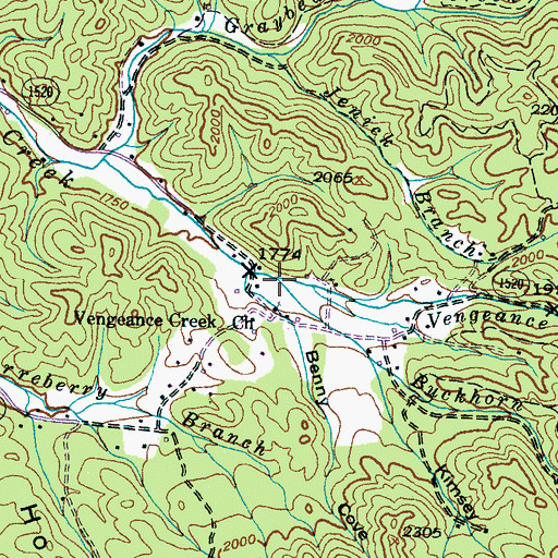 Topographic Map of Buckhorn Branch, NC