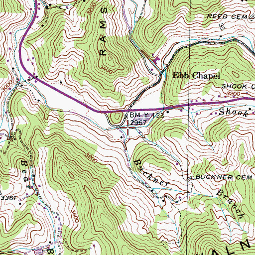 Topographic Map of Buckner Branch, NC