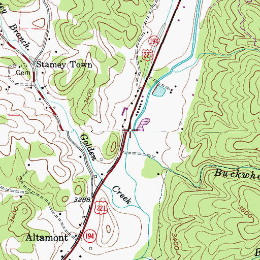 Topographic Map of Buckwheat Branch, NC