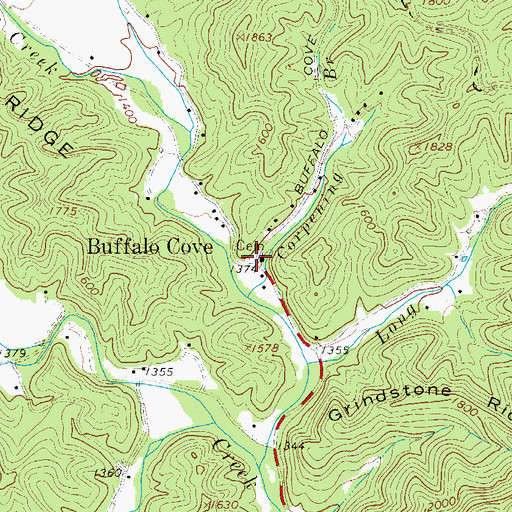 Topographic Map of Buffalo Cove, NC