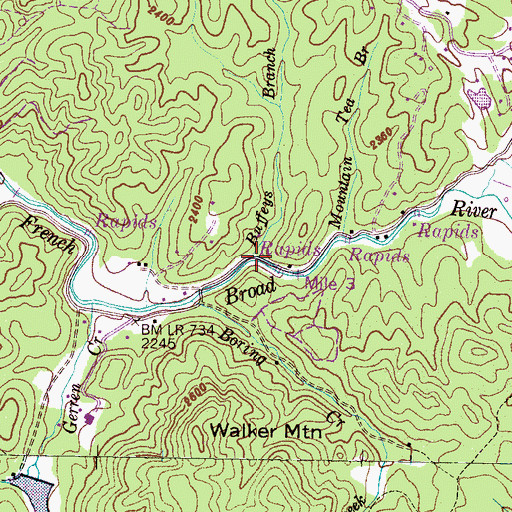 Topographic Map of Buffeys Branch, NC