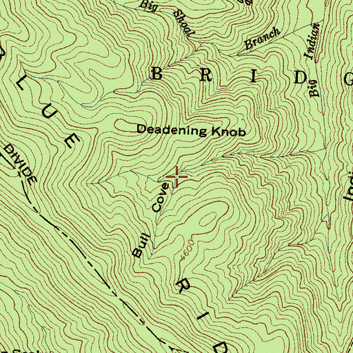Topographic Map of Bull Cove, NC