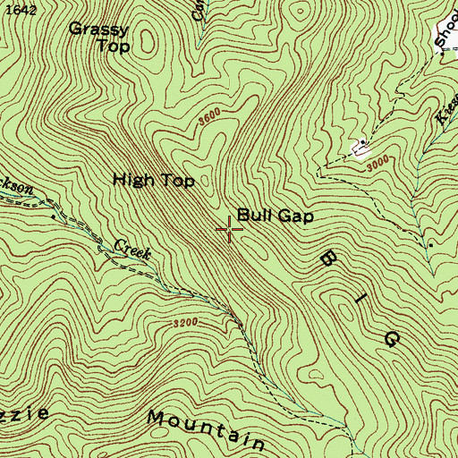 Topographic Map of Bull Gap, NC