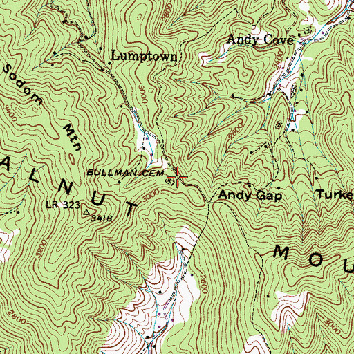 Topographic Map of Bullman Cemetery, NC