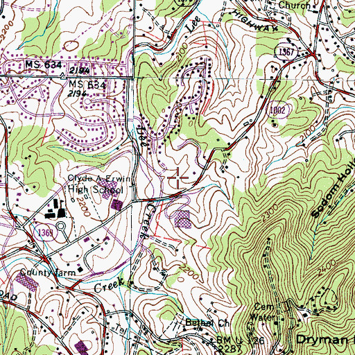 Topographic Map of Buncombe County Home, NC