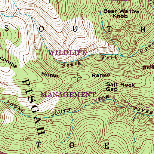 Topographic Map of Buncombe Horse Range Ridge, NC